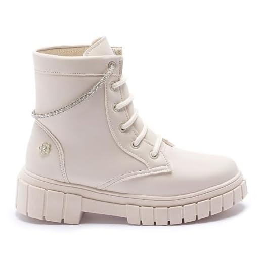 Coturno Feminino Infantil Menina Tininha Casual com Brilho (Off White, BR, Criança de 9 a 12 anos, Numérico, 35)