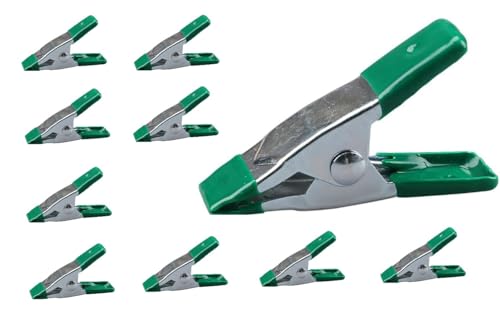 10 Pcs Green 2 Inches Small Metal Spring Clamps Heavy Duty Spring Clips Large Woodworking Clamps Rubber Tip Clips Hand Clamps Heavy Duty Clasps Spring Clamps