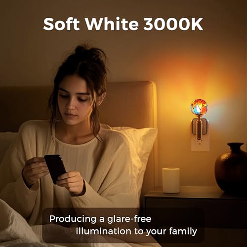 Image of L LOHAS LED Night Light Plug in with Stepless Dimming, Vintage Stained Glass Nightlight with Dusk to Dawn Sensor, Aesthetics Plug in Night Lights for Home Decor