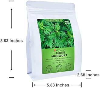 FullChea - 100% Pure Natural Dried Mugwort Herb Loose Leaf - 4oz/114g - Superior Dried Mugwort Tea - Sulfur-free - Non-GMO - Caffeine-free - Help Lucid Dream