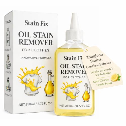 Stain Fix Oil Stain Remover for Clothes (8.72oz) - Fabric Stain Remover For Cooking, Engine, Dried...