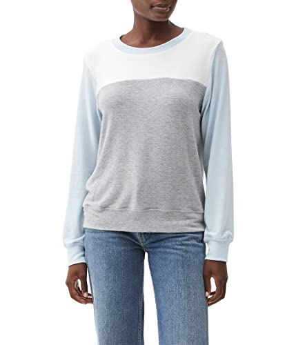 Michael Stars Color-Block Madison Brushed Jersey Tibby Crew Neck Pullover Light Coastal Combo Xs (Us 0-2) #TOP11
