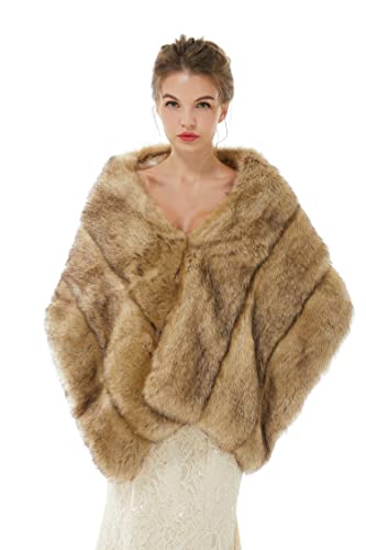 Women's Winter Warm Faux Fur Shrugs Stole Coats Bridal Wedding Shawls Bridesmaids Wraps Cover up2