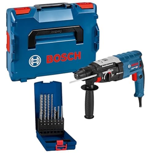 Bosch Professional Bohrhammer GBH 2-28 (880 Watt, mit SDS-plus Aufnahme, bis 28 mm Bohr-Ø, Rückschlag-Schutz, in L-BOXX) + 7x Expert SDS plus-7X Hammerbohrer Set (für Stahlbeton, Ø 5-12 mm, Zubehör)