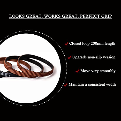 Image of MOTOU 10x200mm GT2 Timing Belt, Closed Loop, Upgrade Non-Slip Version, Width 6mm, Fit for 3D Printer and Most Belt Driven Printers
