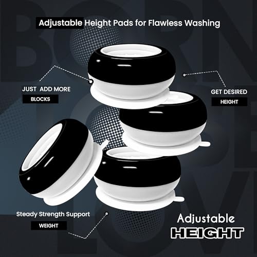 ORBON Anti Vibration Pads for Washing Machine | Vibration Stopper Foot Pad 4 PC Set | Legs Gripper for Washers & Dryers | Shock Absorber Anti-Slip Support for Stability & Noise Control | Black & White
