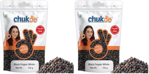 Image of Chukde Kaali Mirch Sabut, Black Peppercorns Whole Spices, 100g (Pack of 2)