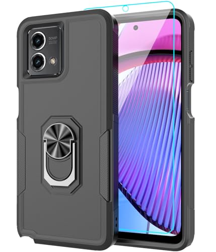 Coque Moto G Power 5G 2023 antichoc noire avec protège-écran verre trempé