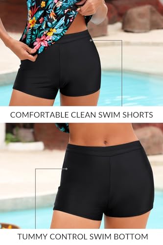 Image of Yonique Two Piece Tankini Bathing Suits T-Back Blouson Swim Tops with Boy Shorts Women Swimsuits Sporty Swimwear
