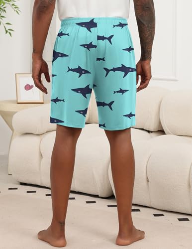Image of Ekouaer Men's Pajama Shorts Soft Sleepwear Bottoms Elastic Waistband Loungewear Breathable Men Shorts with Pockets