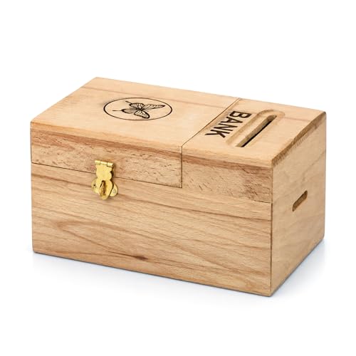 Image of ITOS365 Butterfly Wooden Money Bank for Kids | Wooden Savings Box with Coin Slot | Reusable Cash Saving Bank | Educational Piggy Bank for Boys & Girls