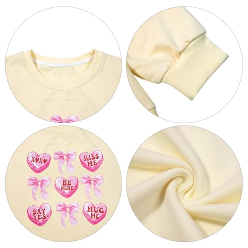 Image of KIMSOONG Valentines Day Love Heart Sweatshirt Women Bow Graphic Long Sleeve Shirt Casual Valentines Gifts Pullover Tops