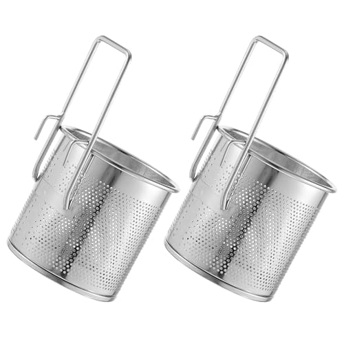 ARTIBETTER 2 pezzi Colino in Acciaio Inox con Manico e Gancio Doppio Cestello per Cottura Pasta Scolapasta per Pentola Calda Rete Fine Multiuso per Noodles Verdure e Dumplings Facile da