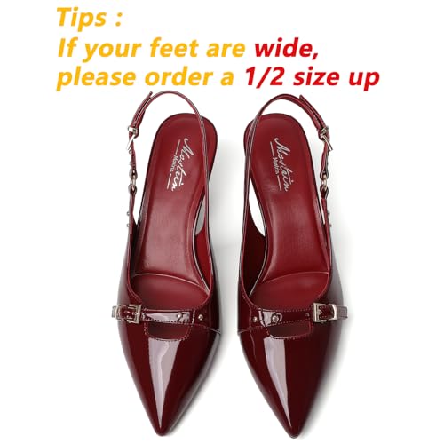 Image of Mostrin Kitten Heels for Women Slingback Pointed Closed Toe Heels Women's Pumps Shoes for Wedding, Party, Commuting