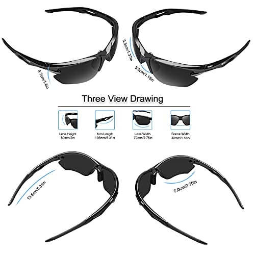 BONDDI Lunette de Soleil Sport Polarisée, Lunettes de Cyclisme Homme Femme pour Cyclisme, Conduite, Golf, Ski, Pêche et Course à Pied avec Protection UV400 et Monture TR90 Incassable - Image 7