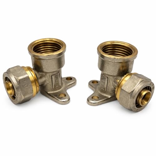 Rimex - 2 soportes de pared con anillo de sujeción de 16 mm x 1/2 pulgadas IG – Conector de latón para tubo compuesto PEX/PE