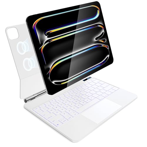 Image of for iPad Pro 13 inch M5 2025 & M4 2024 case with keyboard M4,Magnetic Attach,Multi-Gesture Trackpad,7-Color Backlit,Shortcut Keys,Auto sleep /awake,Magic Keyboard for iPad Pro 13-inch M4 2024,White