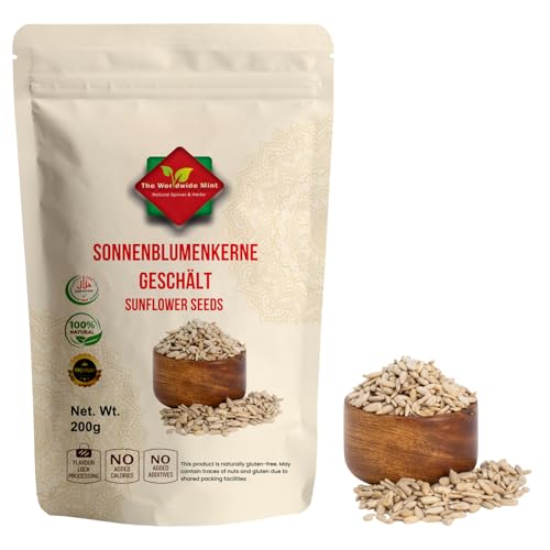 Sonnenblumenkerne Geschält 200g – Ohne Schale, Naturbelassen & Ungesalzen – Ideal zum Backen, für Salate & Müsli – Auch als Vogelfutter für Vögel – Sunflower Seeds