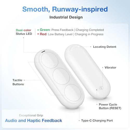 Airversa Smart HomeKit Button Controller, 3-Tasten Smart Switch, Kompatibel mit Apple Home über Thread (Home Hub nötig), Auslöser für Ein/Aus, Szenen & Routinen, QliQ AC1 Weiß, 1 Pack