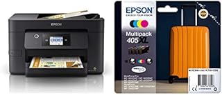 Epson WorkForce WF-3820 All-in-One Wireless Colour Printer, Black & 405XL Suitcase High Yield Genuine Multipack, 4-colours Ink Cartridges, DURABrite Ultra Ink
