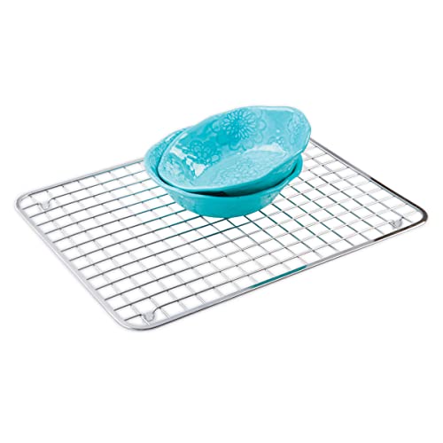 iDesign Rejilla Protectora para el Fregadero, Protector de Acero Resistente a la corrosión, Rejilla metálica con pies Antideslizantes, Plateado