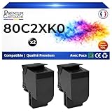 Normes CE ISO 9001 ISO 14001 Pack 2 Toner 80C2XK0 80C2 XK0 Compatible pour Lexmark 410 510 CX510 Noir Haute capacité avec Puce 8000 Pages