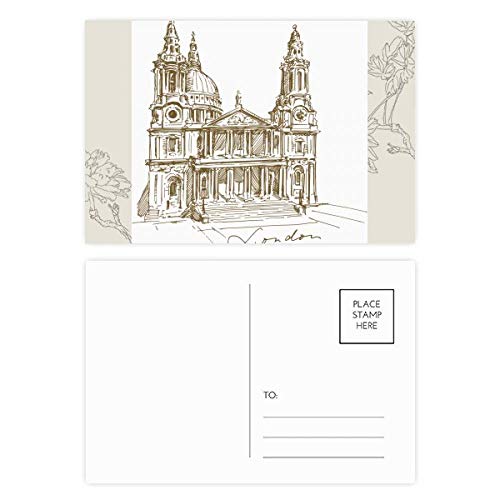 Carte postale St. Paul Londres lot de 20 avec fleurs pour correspondance