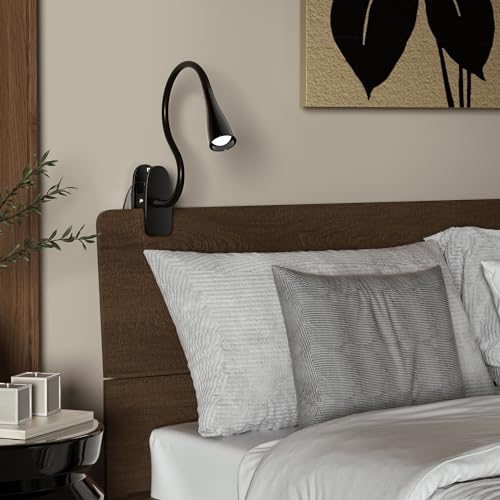 TOPMB Book Light for Reading in Bed, Eye-Caring LED Reading Light, 360° Flexible Clip on headboard lamp, 5W 3000k Desk Lamp with Clamp for Bedroom, Office, Painting, Workbench and Sewing, Black - Thumbnail 5