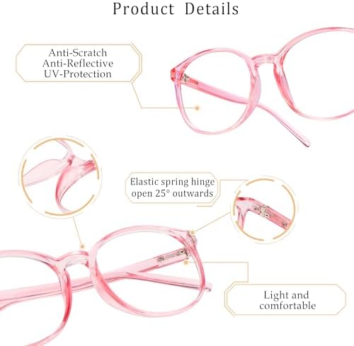 LifeArt Blue Light Blocking Glasses, Anti Eyestrain, Computer Reading Glasses with Spring Hinge, Gaming Glasses, TV Glasses for Women, Anti Glare (Clear Pink, 1.50 Magnification) - 1