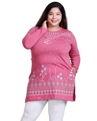 Image of Women Printed Full Sleeve Cotton Tshirt with Side Slits & Pocket | Small - 7XL Size