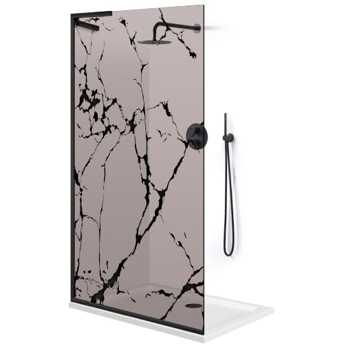 Mampara de ducha con patrón de chorro de arena para un baño estilo spa moderno 4