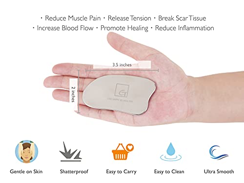 Gua Sha Scraping Massage Tool Jade Set Facial Back Massager For Physical Therapy Reduce Muscle Pain Tendon Scraper Myofascial Release & Breaking Scar Tissue (Titanium, 5 Piece Set) #TOP2