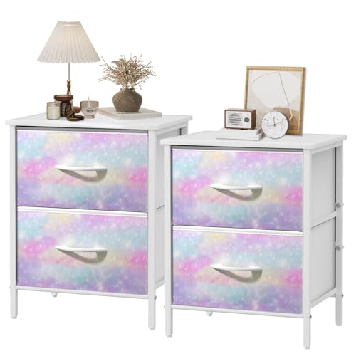 Stero Nightstand Set of 2, Kids Dresser with 2 Drawers,