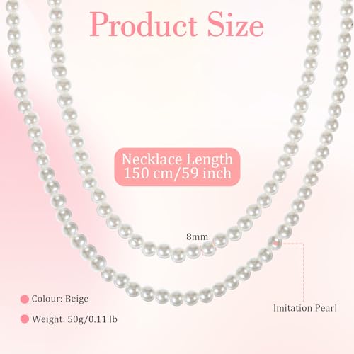 Long Pearl Necklaces For Women Faux Long Pearl Necklaces Vintage Elegant Pearls Beaded Pearls Necklace 1920s Gatsby Costume Jewelry For Women Flapper Party Halloween Jewelry Mother's Day Gift2