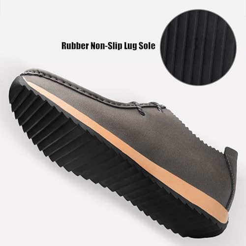 Men's Genuine Leather Elastic Lace Up Platform Casual Loafers Round Toe Thick Sole Heighten Comfortable Anti Slip Slip On Walking Shoes for Commuting Business Golf Daily4