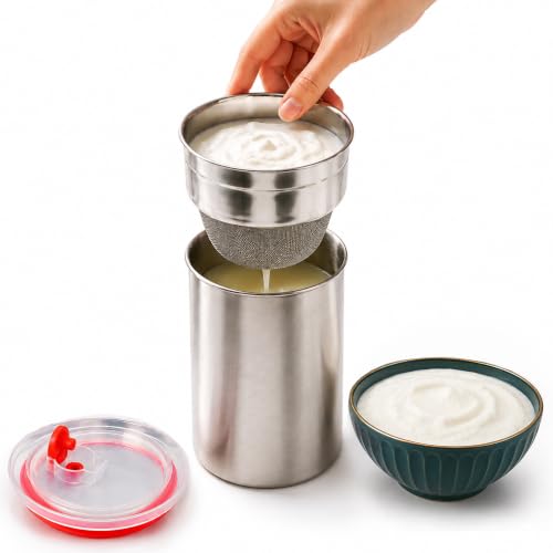 Image of JD Fresh Stainless Steel Greek Yogurt and Hung Curd Maker /Airtight Storage Container with Multipurpose Food & Oil Strainer /BPA Free Fine Mesh Stainer for Thik Homemade Curd,Panner & More (750 ML)