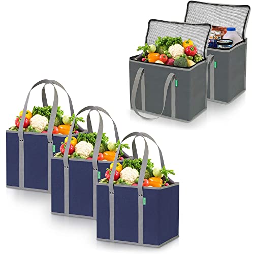 Creative Green Life Ultimate Shopping Bag 5-Pack – Reusable Grocery Box Bags (3) – Insulated Grocery Bags (2) – Premium Quality, Heavy Duty Tote Bag Set - image 1