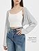 EXARUS Girls Cardigan Teen Open Front Cropped Sweater Long Sleeve Shrug Bolero Ribbed Lightweight Casual Dressy Knit Top Light Grey 14Y