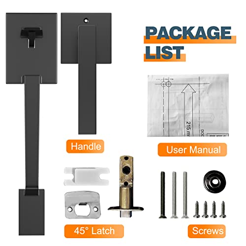 Yytdzsw Front Door Handle, Black Entry Door Handle Set With Reversible Door Lever And Adjustable Door Handle, Exterior Door Handle Lower Half Lever With Single Cylinder, Matte Black #TOP6