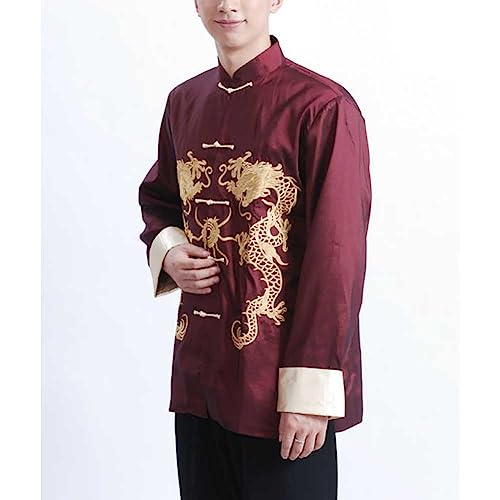 Chinese Style Wedding Long Cheongsam Robe Tang Suit Men Mandarin Collar Martial Arts Kung Fu Hanfu Uniform4