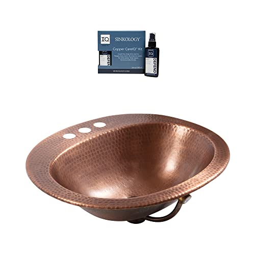 Seville Copper 20" Oval Drop-In Bath Sink With Copper Care Iq® Kit #TOP30