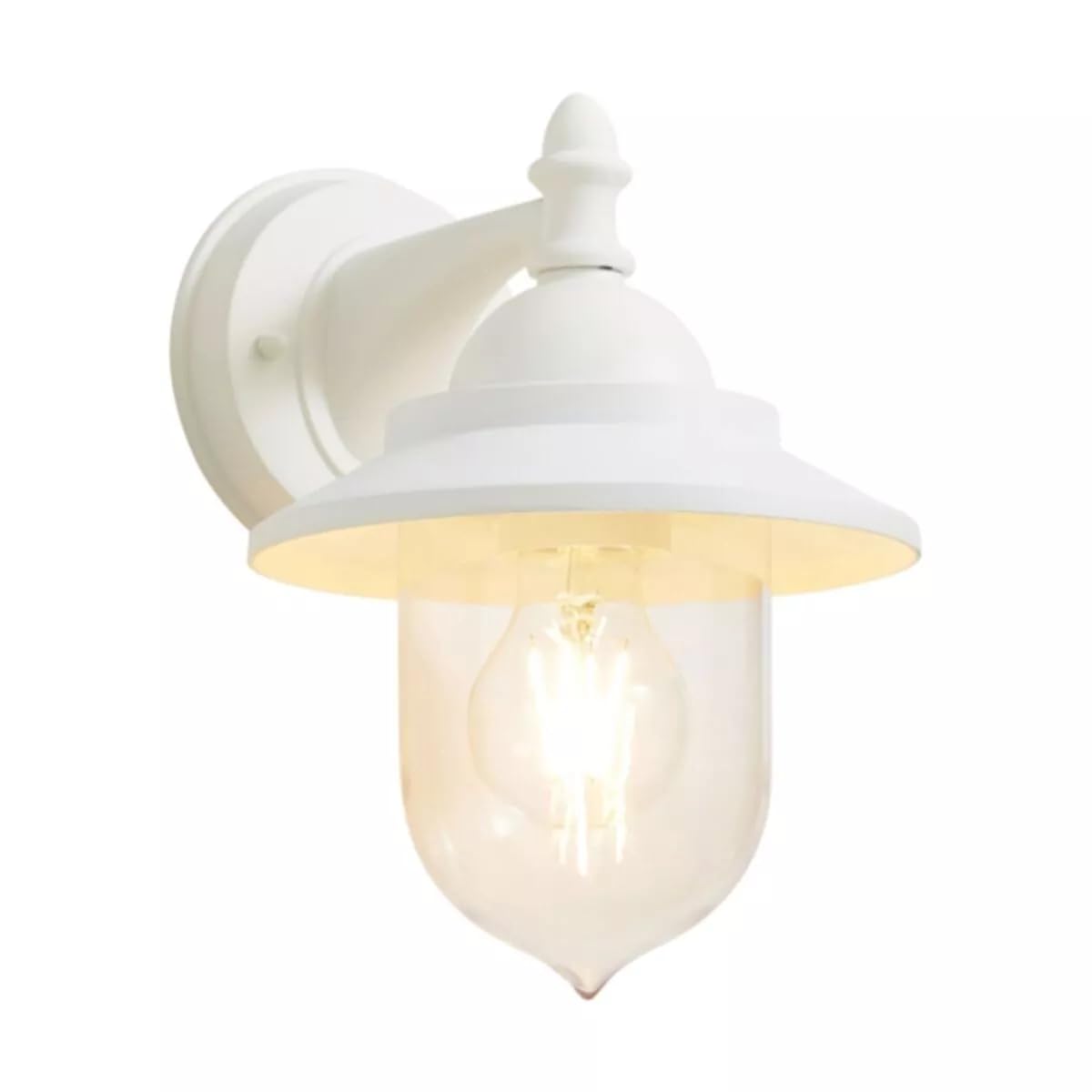 Applique da Esterno Vintage con Attacco E27 – Lampada da Parete in Alluminio IP44, Stile Classico Retrò, Illuminazione per Giardino, Terrazzo e Balcone, Max 60W (Bianco, Stile 1)