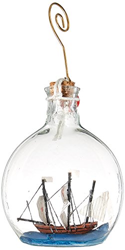 Hampton Nautical Santa Maria Model Ship in a Glass Bottle Christmas Ornament, 4
