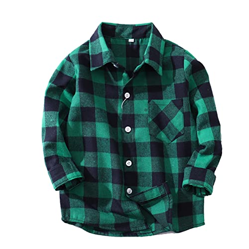 Little Boys' Long Sleeve Button Down Plaid Flannel Shirt