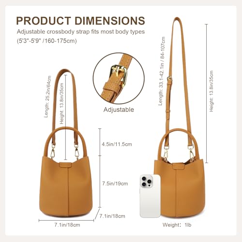 Bucket Bags for Women, Genuine Leather Crossbody Bags, Top-handle purses with an Adjustable Strap3