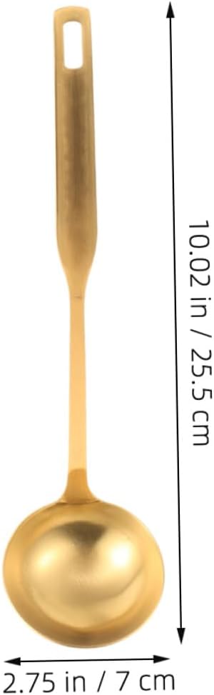 2pcs Golden Stainless Steel Soup Ladles Thickened Reinforced Design