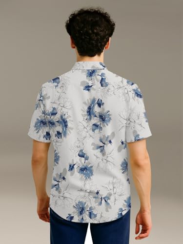 Image of BULLMER Trendy Regular Fit Cotton Blend Printed Casual Half Sleeve Shirt for Men | Stylish Mens Casual Shirts | Shirts for Men