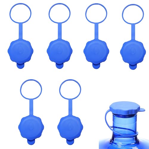 (6Pcs） 3 & 5 Gallon Water Jug Cap for 55mm Standard/Screw/Crown Tops Water Bottle,Non-Spill & Leak Free,Reusable Food Grade Silicone Replacement Cap
