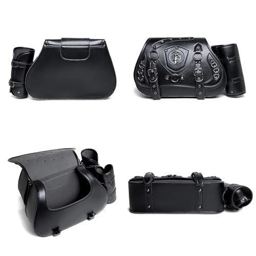 Alforjas para motocicleta para Yamaha V MAX VMAX 1200 1700, equipaje duradero de PU cuero con portavasos miniatura 4