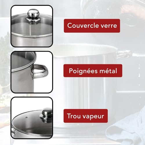 Marmite traiteur inox 24 cm fond triple induction BAUMALU – Image 10
